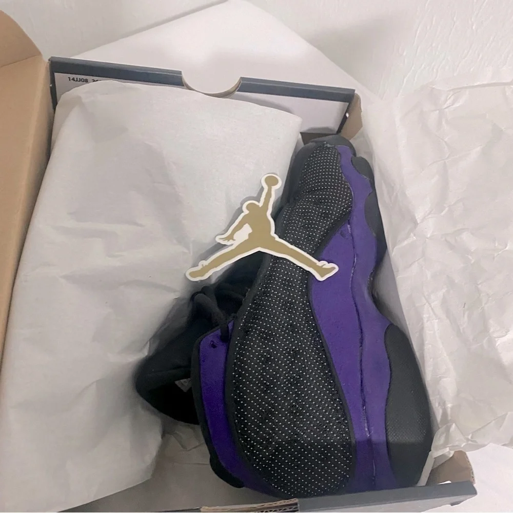 Jordan Air 13 Retro GS Black Court Purple Size 4.5Y/Womens 6 884129-015 NWB